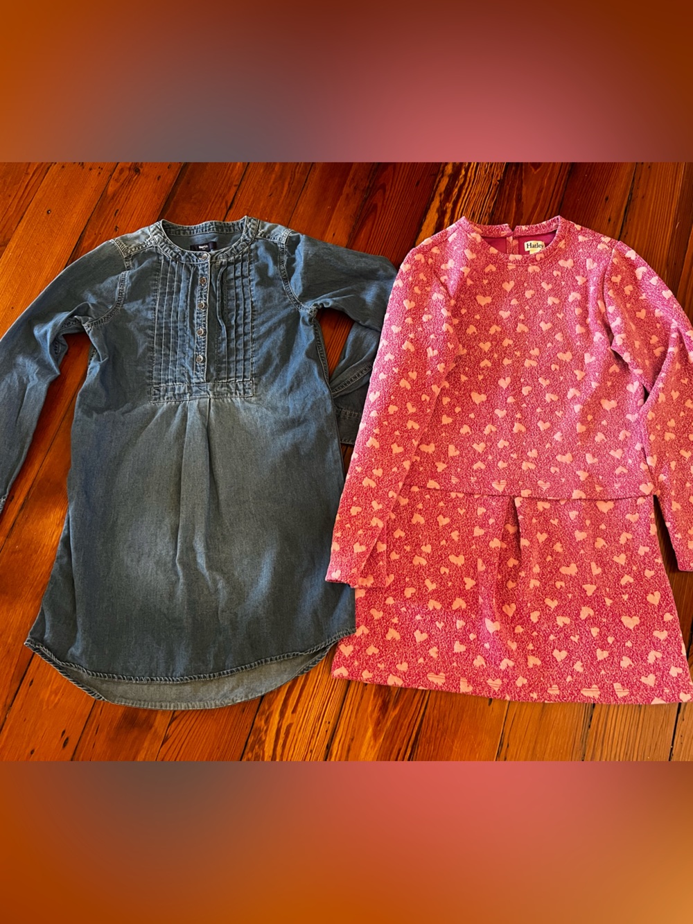 Girl’s dress bundle. Hatley heart dress and Gap denim dress. Size 12